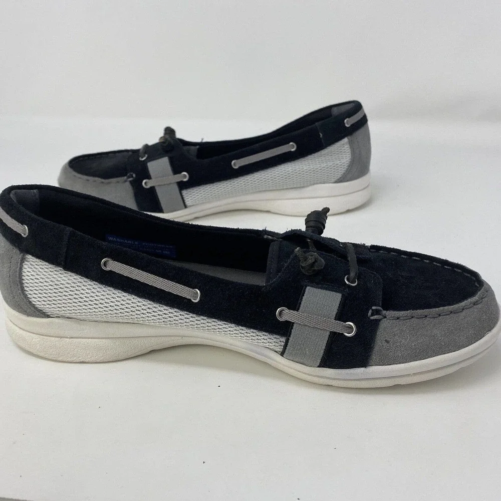 ROCKPORT‎ Women Size 9 Boat Shoes Moccasin Style Flats Leather Washable Navy